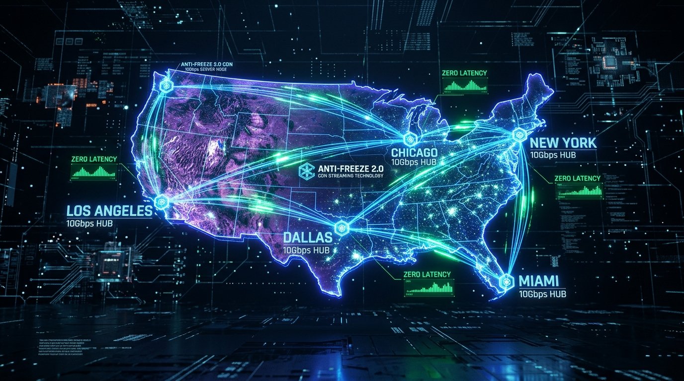 globalvisioniptv proprietary 10Gbps USA CDN edge nodes